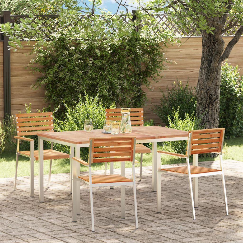 Eleganten-Stil 5-teilige Garten Esstisch Set aus massivem Teakholz Design Gartentische Möbel 963517
