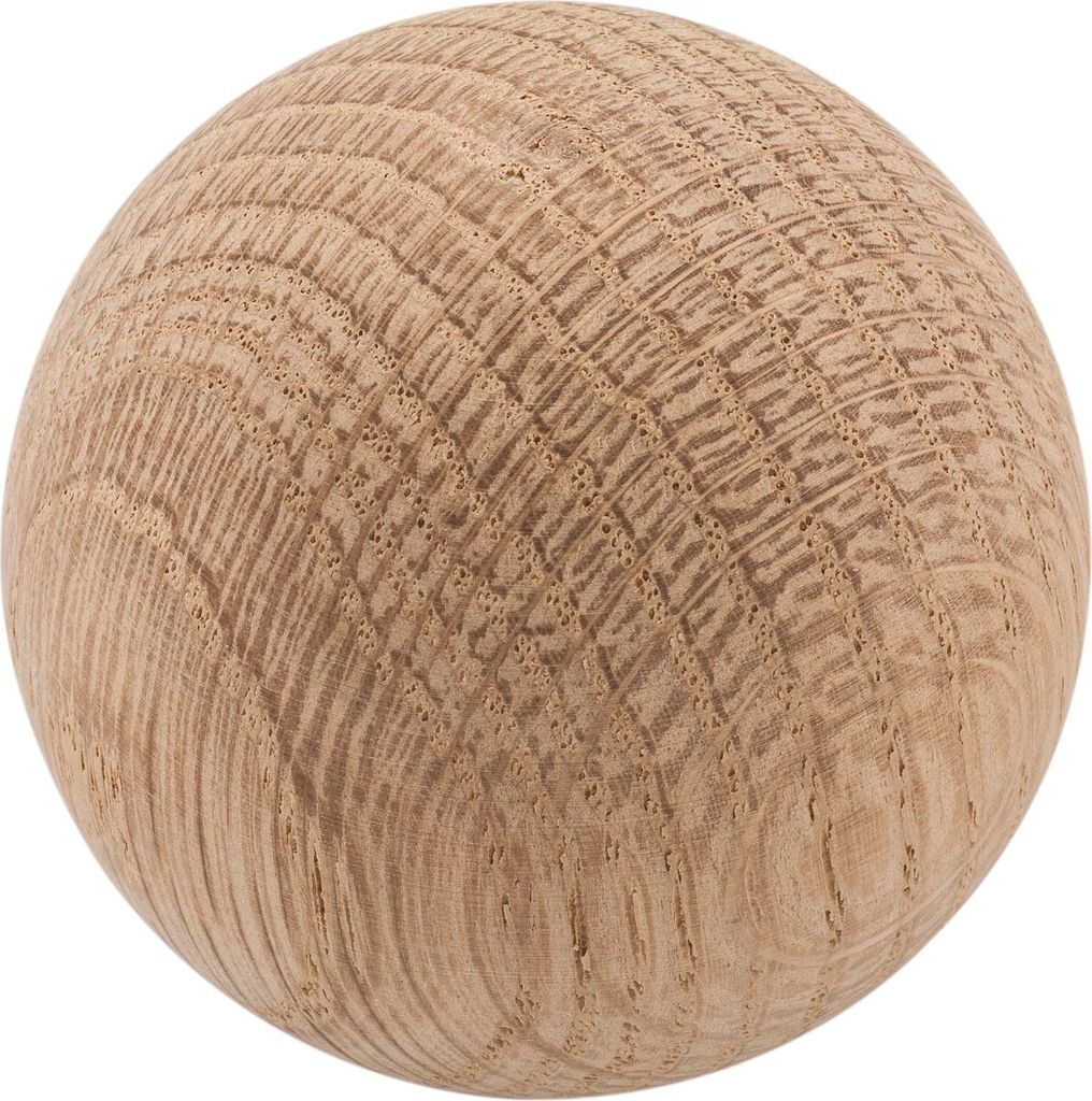 Holz-Kugel (Türknauf) ø 50 mm ohne Hülse M8-Gewinde, Möbelgriff Eiche roh
