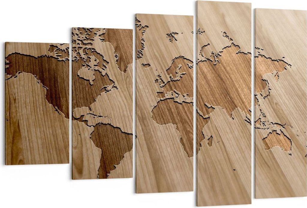 Bild auf Leinwand - Leinwandbild - Geographie Globus Karte - 150x100cm - Wand Bild - Wanddeko - Leinwanddruck - Bilder - Kunstdruck - Wanddekoratio...