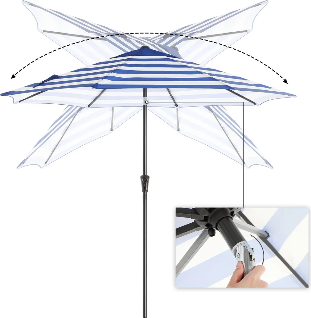 Parasol pliable Ø 265 cm structure renforcée et toile anti-UV ajustable - 6