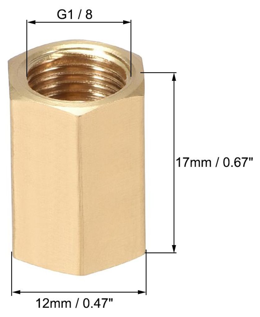 Messing-Rohrverbindungsstš¹ck Gerade Sechskant-Nippelkupplung G Innengewinde G1 / 8 x G1 / 8 (4 Stš¹ck)