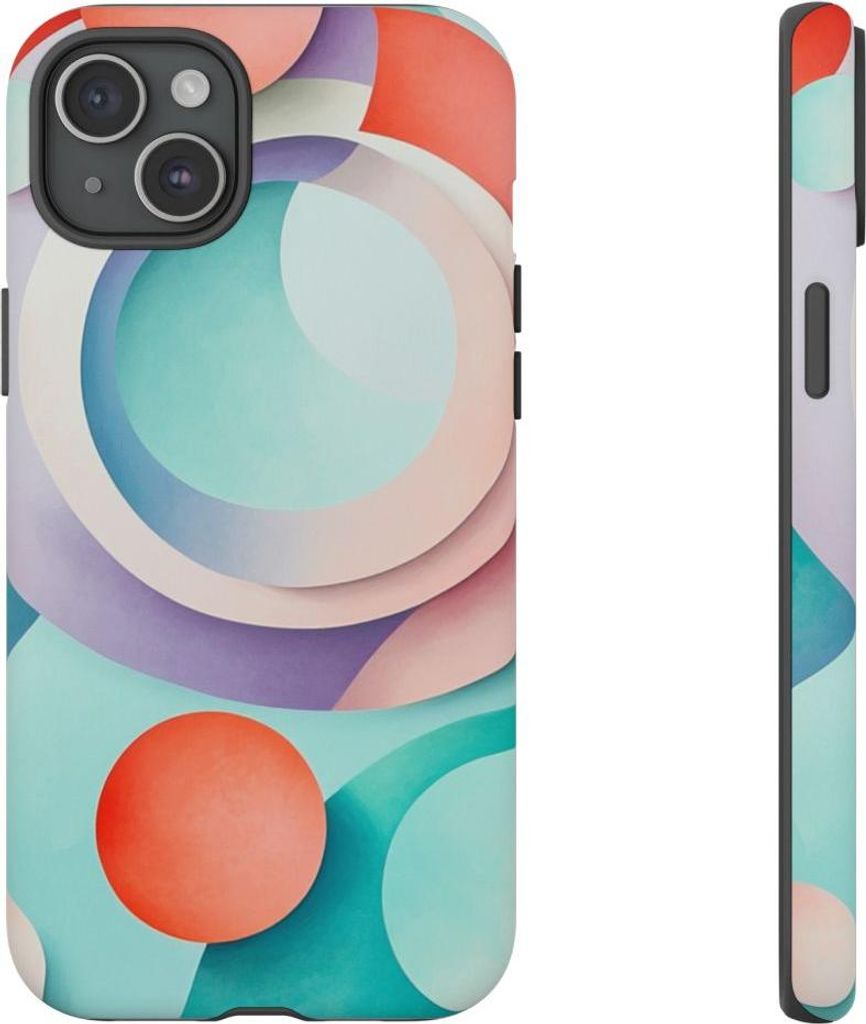 Abstrakte 3D-Pastellkreise – Hülle Kompatibel mit iPhone 15 Plus