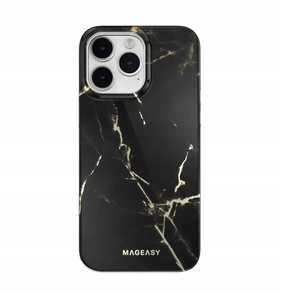 Protection iPhone 14 Pro Max Coque Double Couche Effet Marbre Noir
