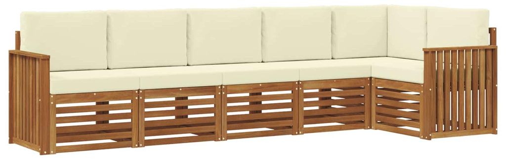vidaXL Ecksofa Set mit Kissen 6 pcs Natur und Creme Massivholz Akazie