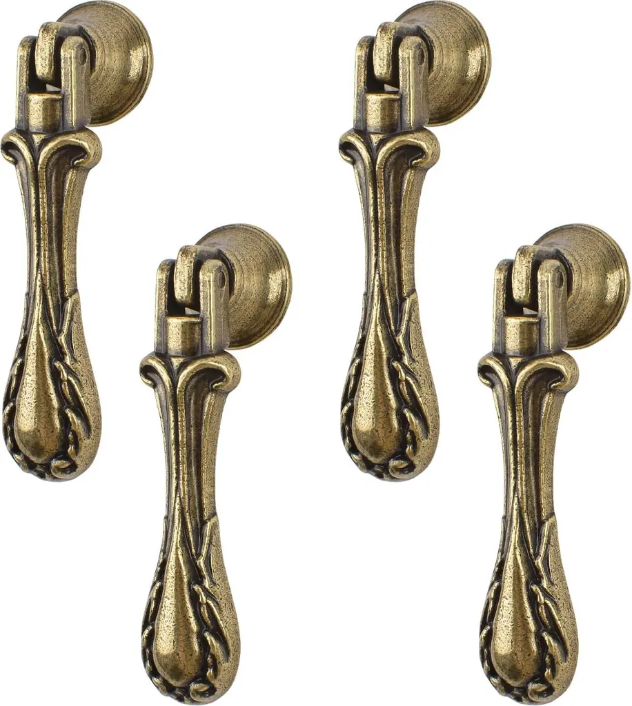 Bouton de Meuble Suspendu Style Vintage avec Motifs Gouttelettes 4 PCS