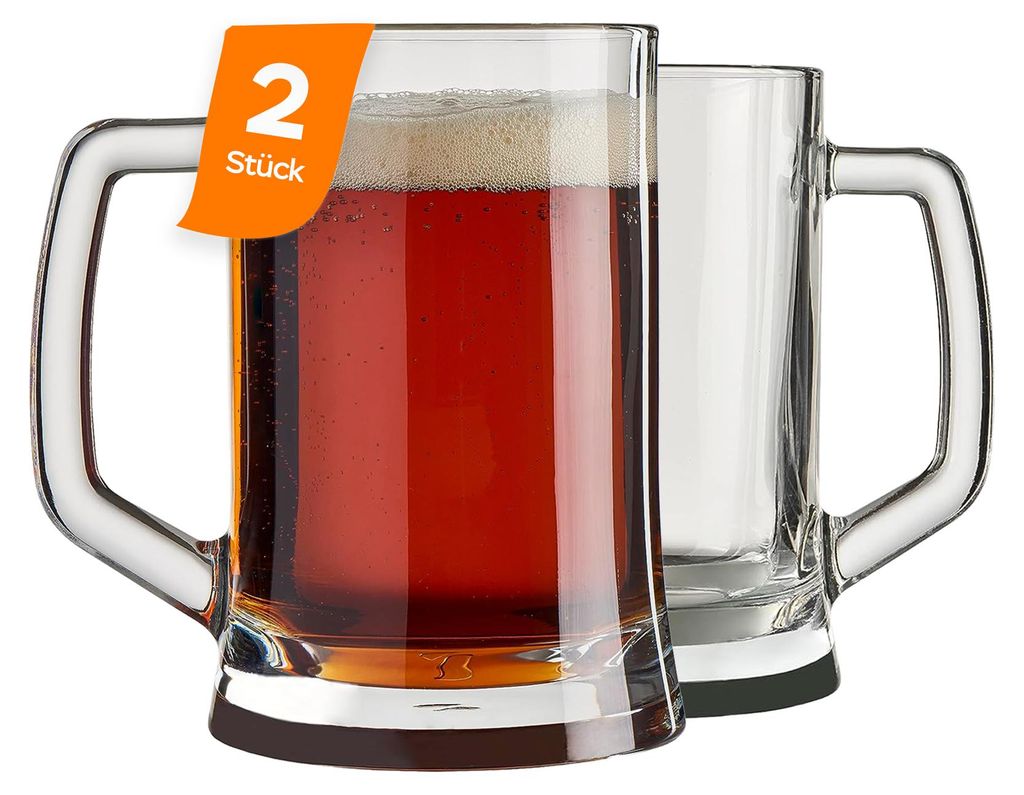 Pasabahce Pub Bierglas 500 ml – Klares Glas mit Henkel, 2er Produktbild 