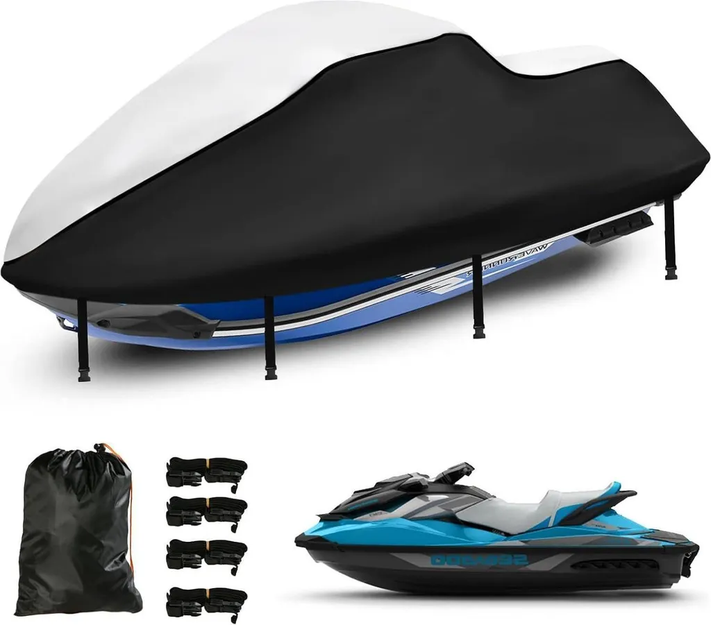 Housse de jet ski 3 places 420D imperméable 345-368cm gris et noir