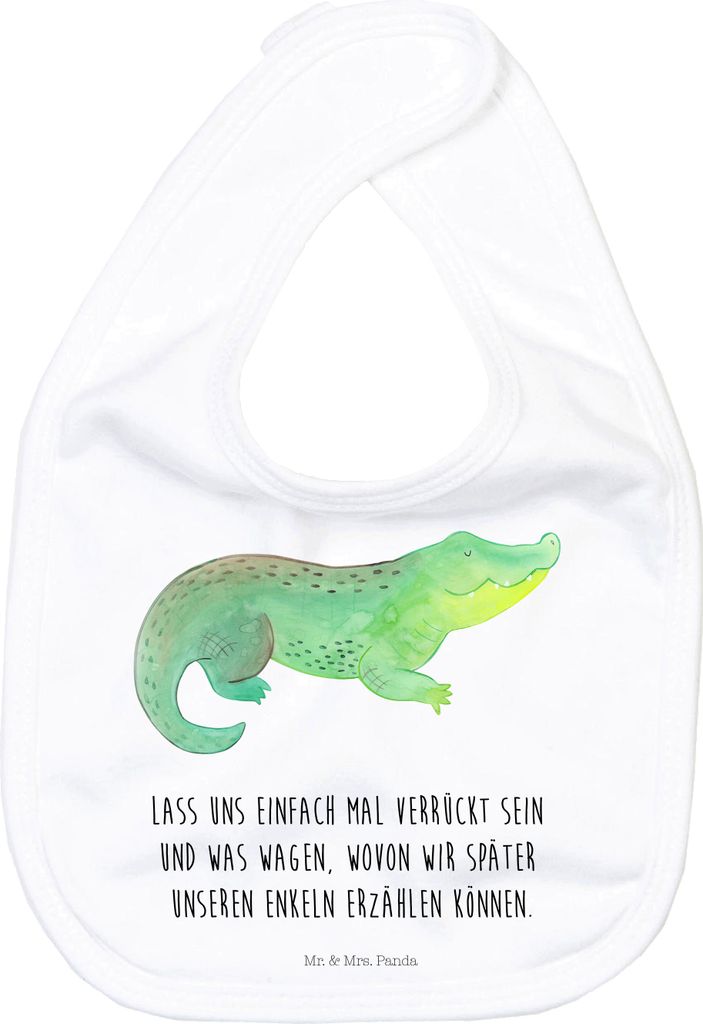 Mr. & Mrs. Panda Schlabberlätzchen Krokodil - Weiß - Geschenk, Sabberlätzchen, Lätzchen Für Babys, Beste Freundin, Schlabberlatz, Sabber, Lieb...