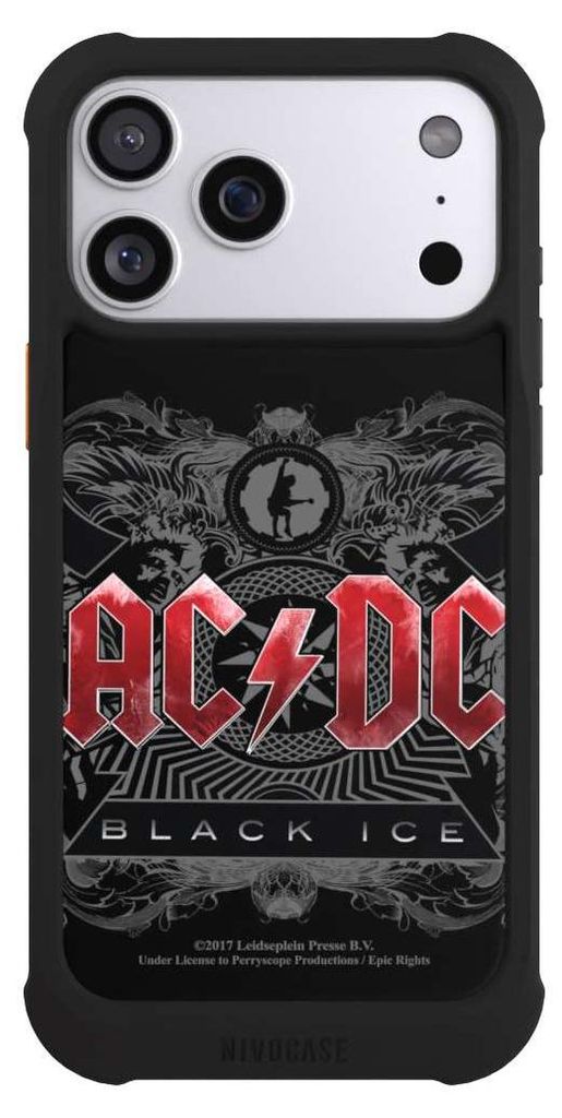 NIVOCASE Hülle für Apple iPhone 17 Pro Max Stoßfeste Handyhülle NIVOmax Case Schwarz ACDC Black Ice Fanartikel