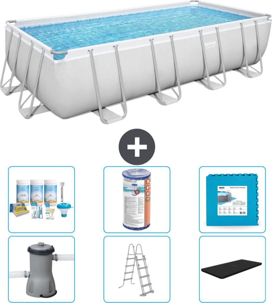 Bestway Rechteckiges Power Steel-Schwimmbecken – 488 x 244 Produktbild 