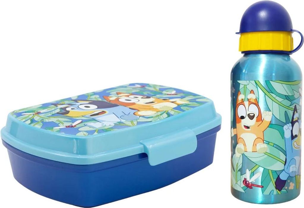 Bluey Bingo Kinder 2-teiliges Set Brotdose Alu Trinkflasche Flasche 400 ml
