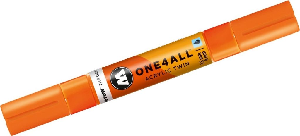 Permanentmarker One4All Acrylic Twin nachfüllbar 1,5 und 4mm neonorange fluorecent Packung mit 3 Stück
