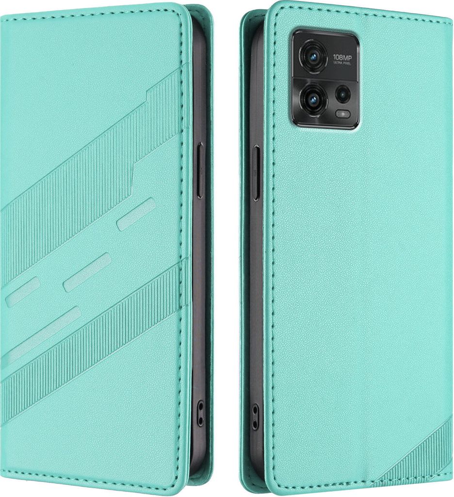 Hülle für Motorola Moto G72, Kunstleder Brieftaschen Handyhülle mit Kartenfach und Standfunktion Türkis