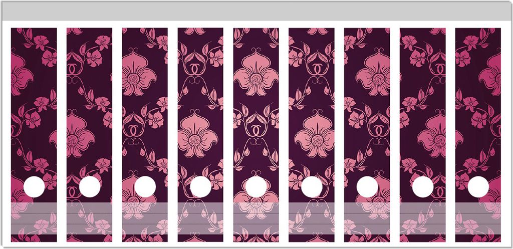 Wallario Ordnerrücken Sticker, selbstklebend für breite Ordner, 9 Stück, Motiv Blumenmuster Damast in pink lila