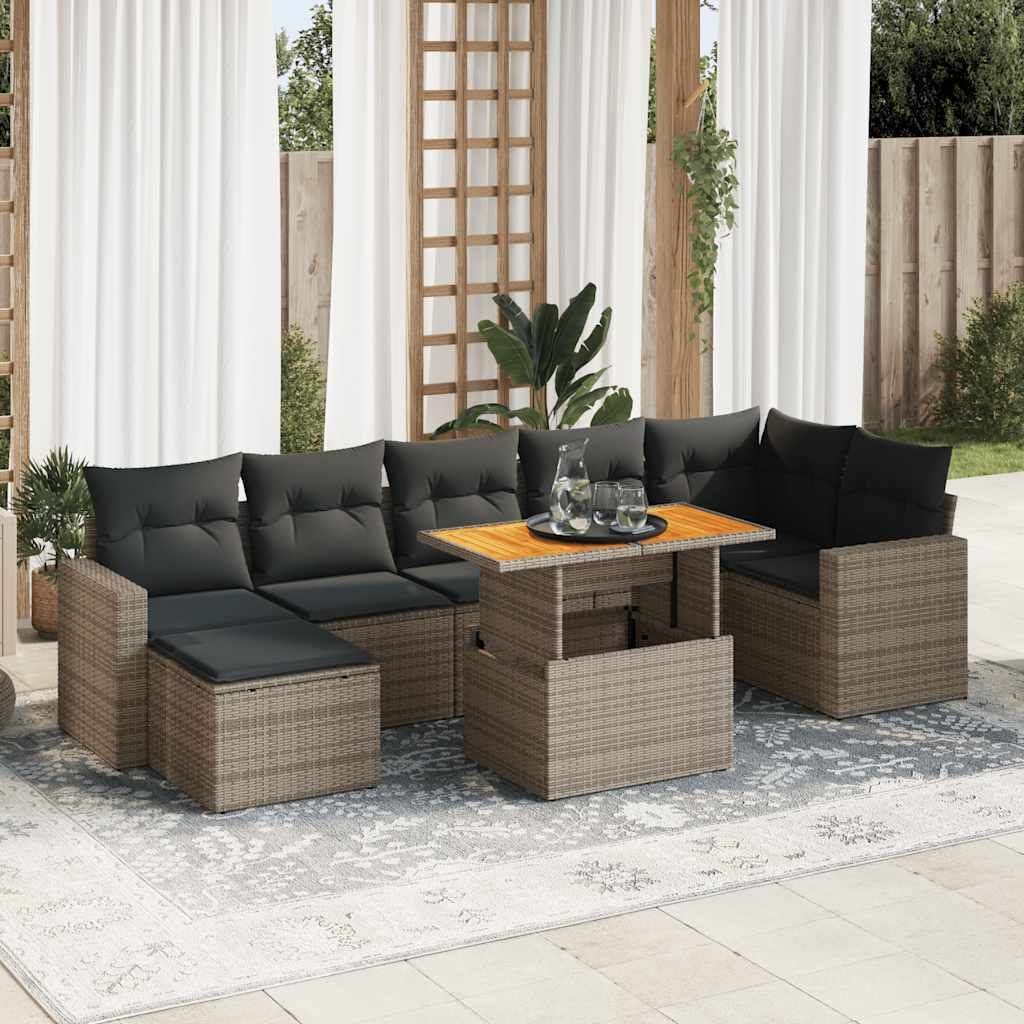 Maison Exclusive - 8-tlg. Garten-Sofagarnitur mit Kissen Grau Poly Rattan