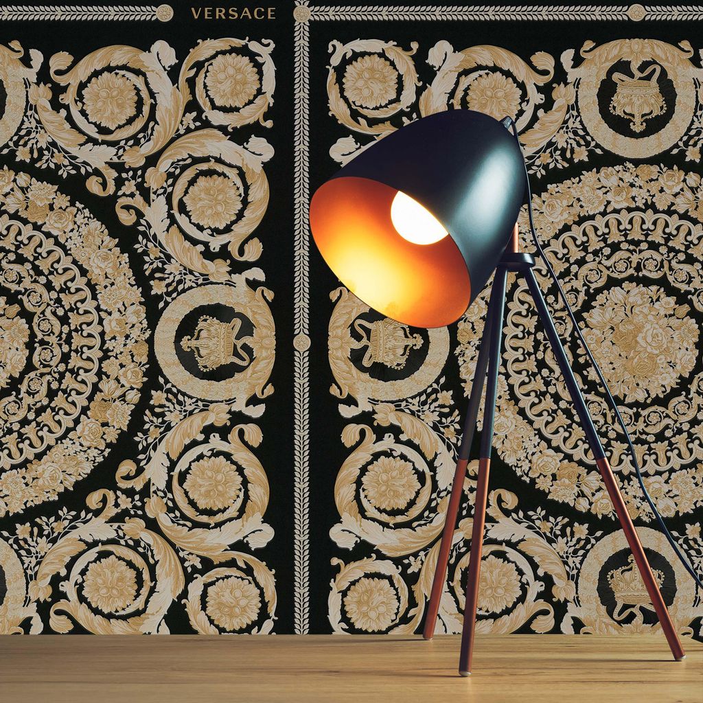 TADESSI Tapete Barock Jacopo M1-No.315 Vliestapete Schwarz Gold Tapete mit Ornamenten Wohnzimmer Schlafzimmer Küche