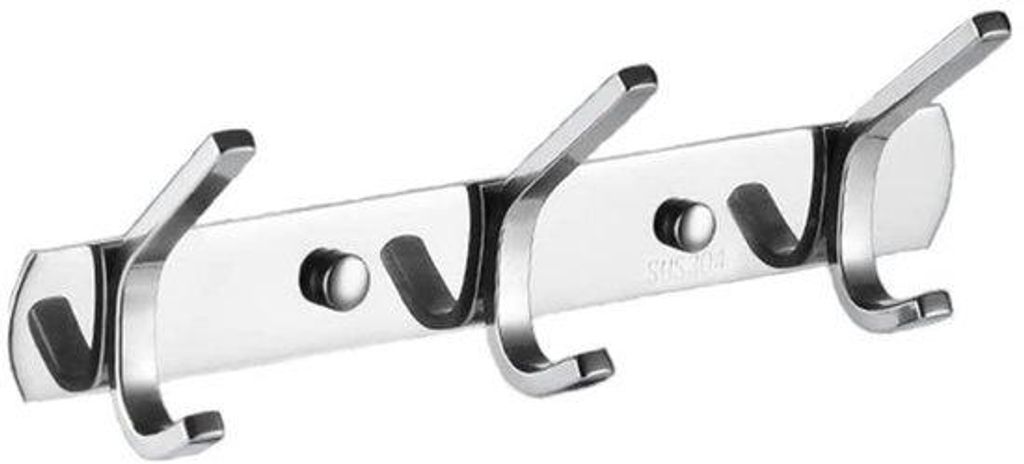 Schwarz - Wandhalter - Kleiderstangenhalter - Wandbefestigung - Badezimmer, Küche, Garderobe - 3 Haken - Edelstahl