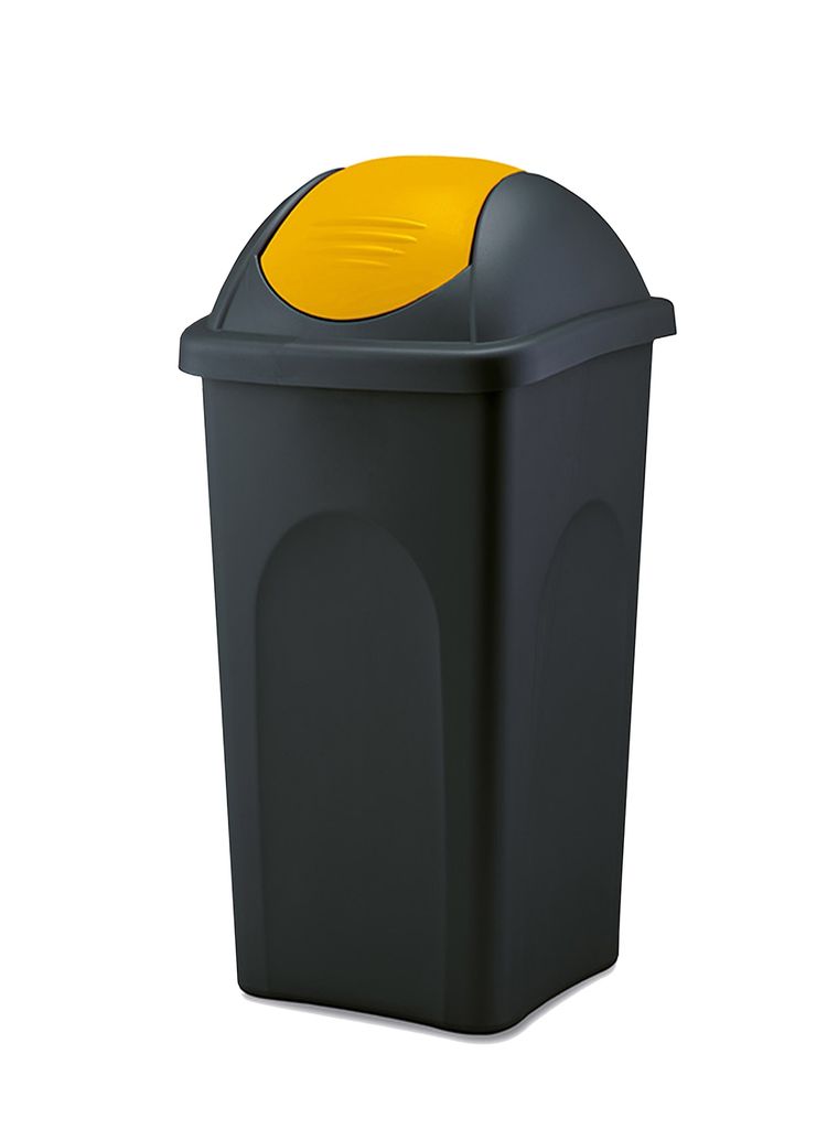 B-WARE  Mülleimer mit Schwingdeckel - Extra groß -, verzinkter Einsatz,  Farbe: schwarz, pulverbeschichtet, Maße: Ø 38 cm, Höhe: 73 cm