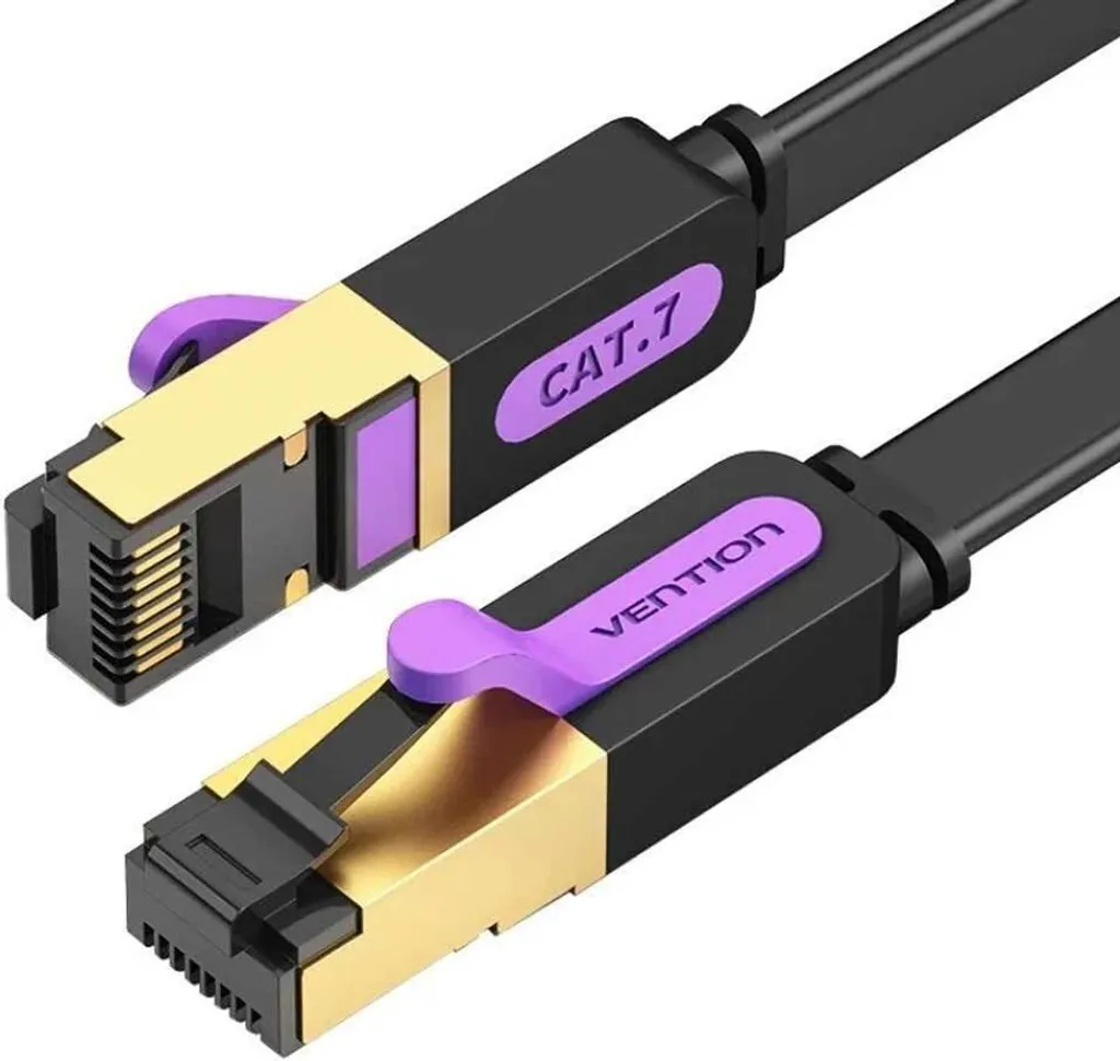 Cavo Ethernet Cat 7 Vention 15m Piatto | 10Gbps Nero ICABN per Gaming