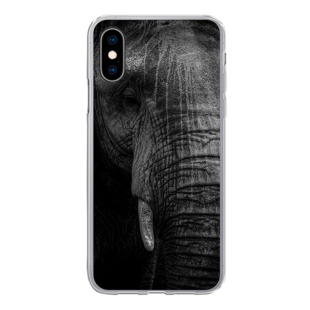 MuchoWow Handyhülle Schutzhülle Hülle für iPhone X Elefant - Tier - Porträt Silikon Softcase Handy Hülle - Handyhülle