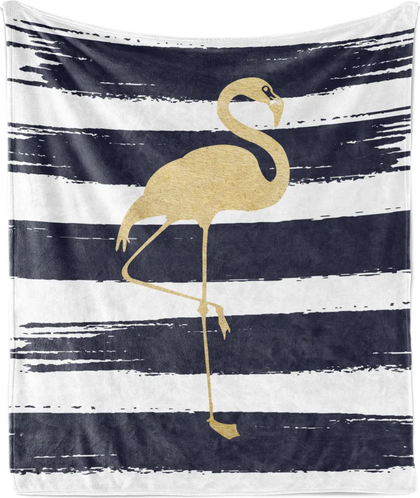 Abakuhaus Flamingo Plaid in Flanella - Coperta 125x175 Blu Senape