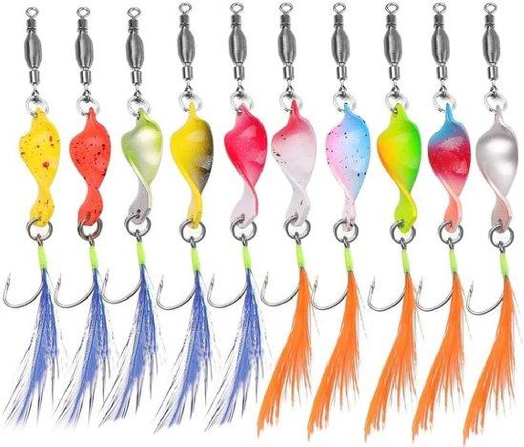 Zubehör für Forelle, 10er Set, Twist-Spooneinheit, Einhaken-Blitzlicht-Forellengegenstände, Spieße für Forelle, Twist-Spieße mit Einhakenentf...