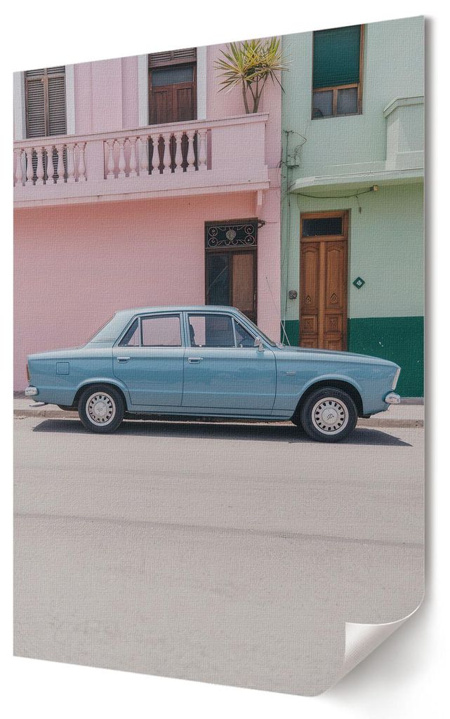 Retro-Auto- Kunstdruck A2 (42x59 cm) - Modern, Vintage- Wandbild für Wohnzimmer Schlafzimmer & Flur, Modernes Poster Wanddeko, Ungerahmt