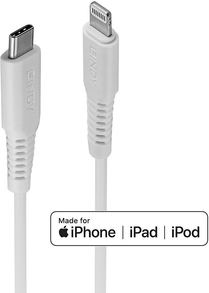 LINDY USB C an Lightning Kabel 0,5m, weiß Produktbild 