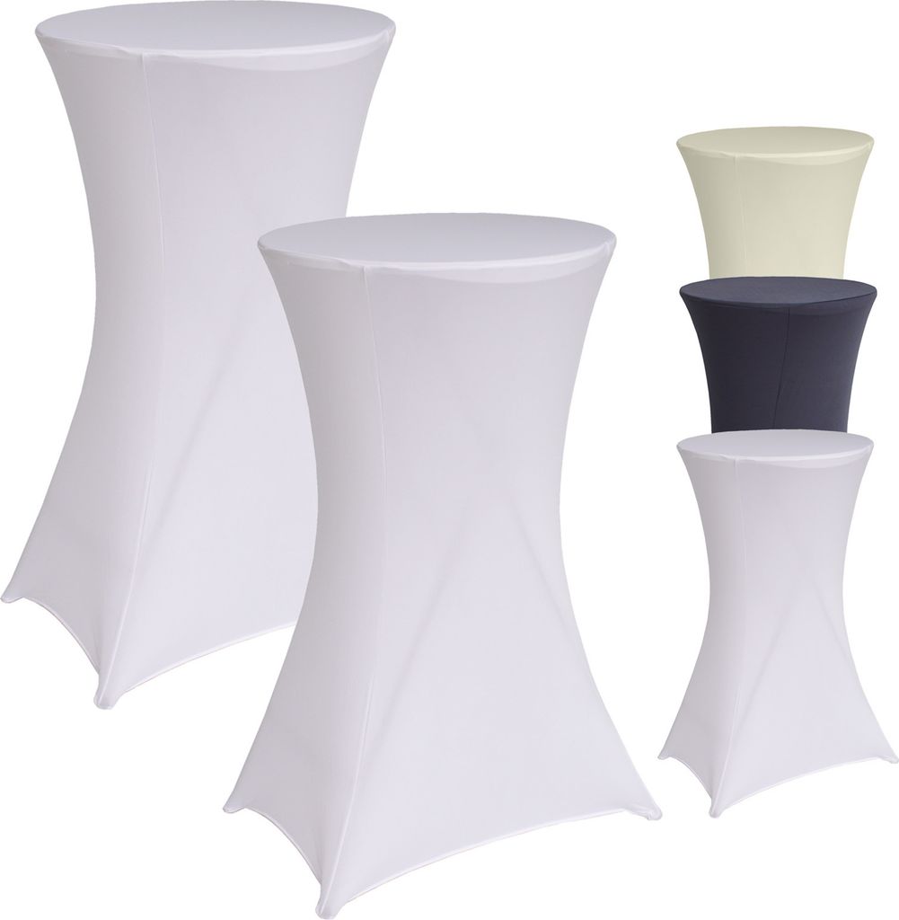 2er Set Stehtischhusse Tischdecke Husse Partytisch Bistrotisch Decke 60cm Weiß