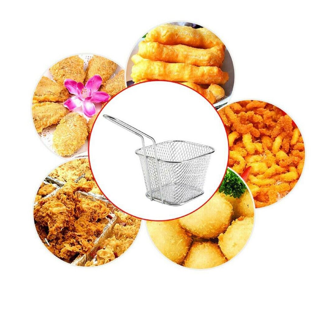 8pcs Edelstahl Pommeskorb 10,5*8,5*6,3cm Mini Servierkorb Produktbild 4