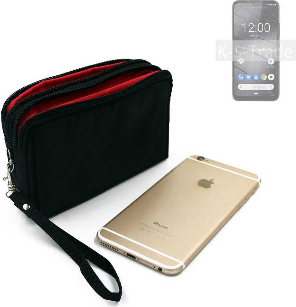 K-S-Trade Schutz Hülle Handy Hülle kompatibel mit Gigaset GS190 Gürteltasche Travelbag Handytasche mit Zusatzfächern, schwarz