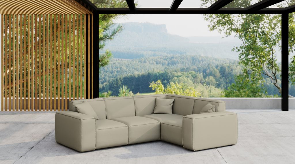 Kaiser Möbel, Gartenmöbel Ecksofa für den Garten MALIBU, die Terrasse, den Hof, gemütliche groß, Gartenmöbel eckcouch, ODYSSEY Dunkelbeige Re...