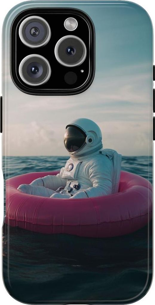 Astronaut auf pinker Luftmatratze – Hülle Kompatibel mit iPhone 16 Pro