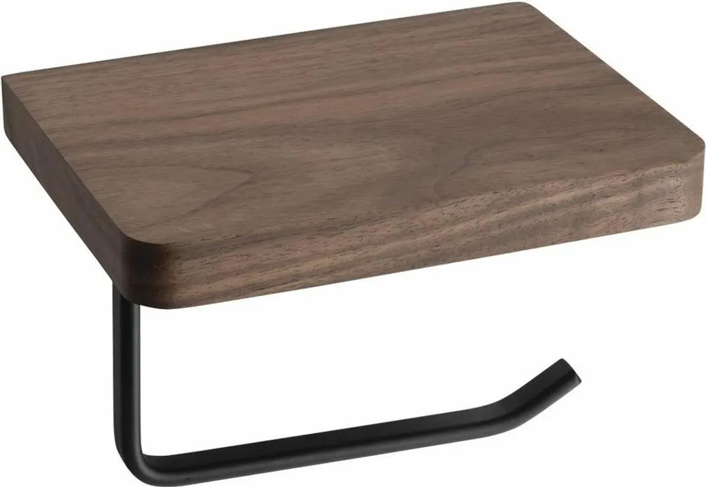 SKA Portarotolo Parete 15x10x12 Nero Opaco e Noce per Bagno