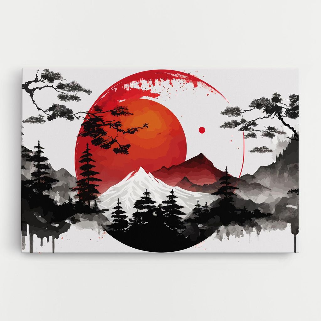ARTHUB Leinwandbild 70x100 cm, Yin Yang Mountain | Wohnzimmerdekoration, Hängende Bilder, Wanddekoration, Heimdekoration, Moderne, Asiatisch
