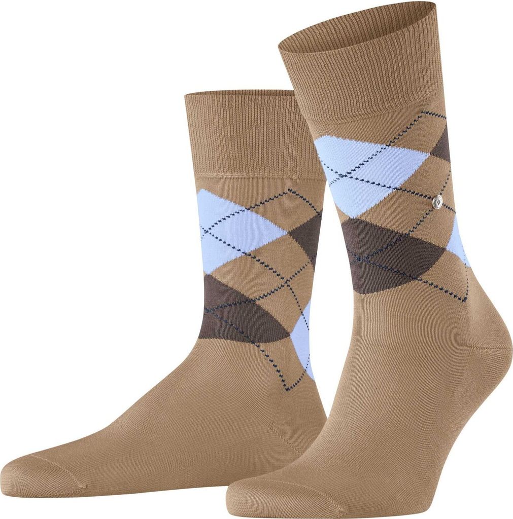 Burlington Herren Socken - Manchester, Rautenmuster, Baumwolle Hellbraun 40-46