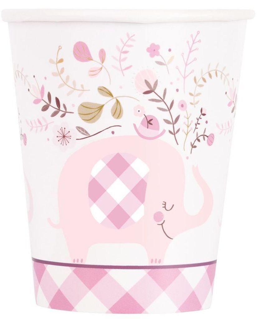 Baby Shower Elefant Mädchen 8 Becher