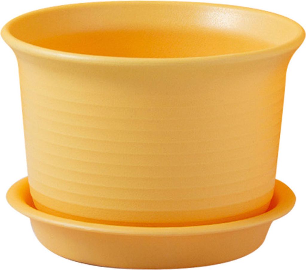 1 Setzen Sie mehr verdicken Blumenpot zuverlässiges Harz kreatives Ripple Muster Blumenpflanzgefäß für zu Hause-Gelb ,Größen:M