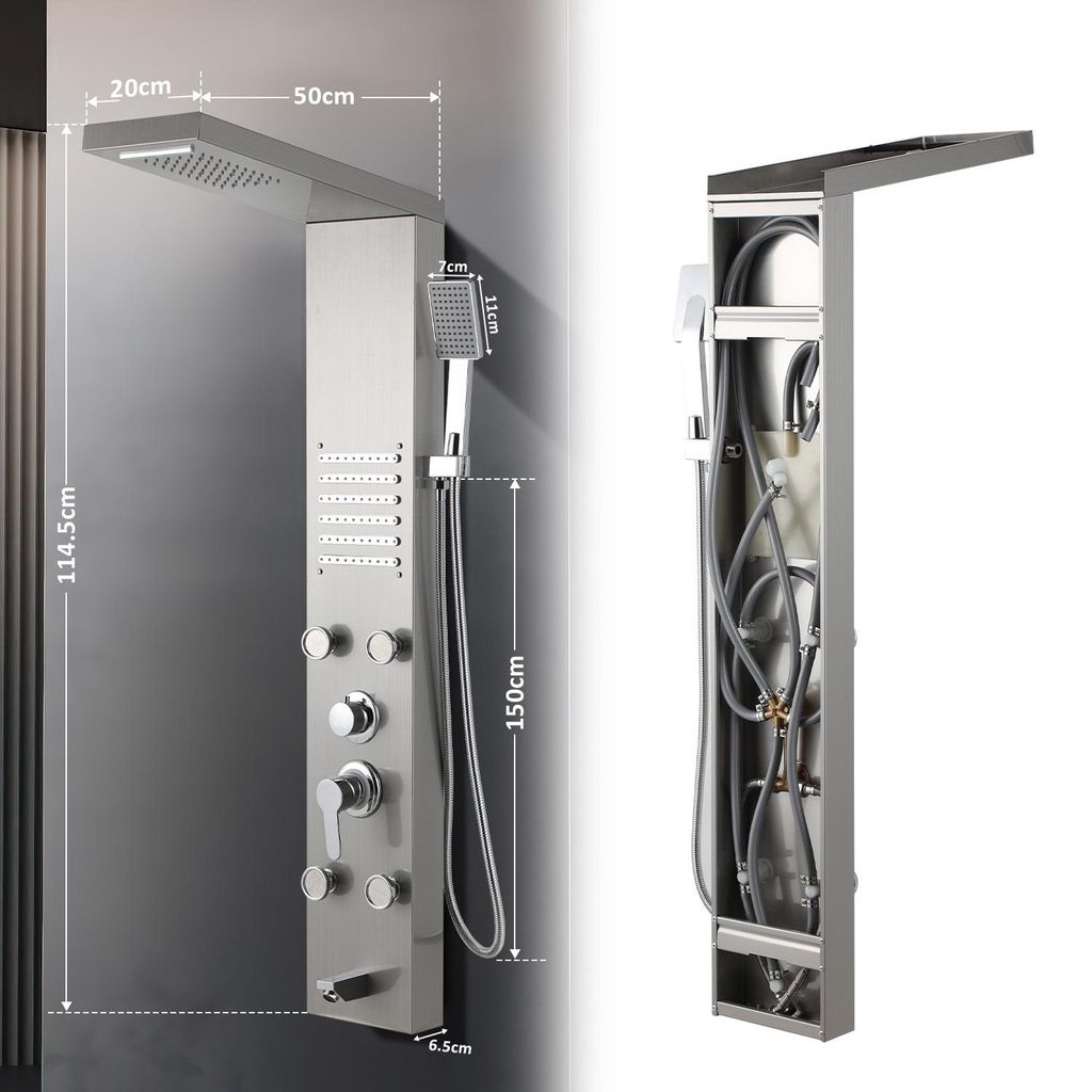 Pannello doccia 5 in 1 Eikuavons con LED, getto a pioggia e Immagine del prodotto 