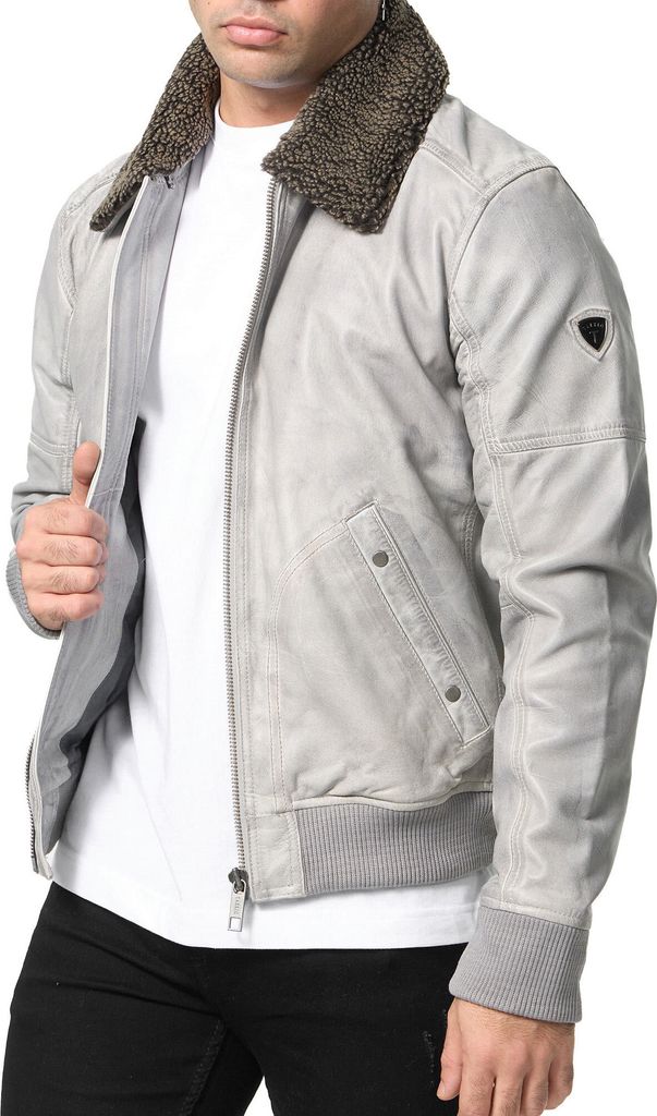 Tazzio Herren Lederjacke A801 (Grau-Crust, L)