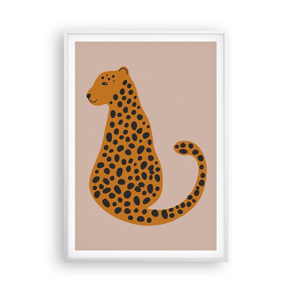 Gerahmtes Poster - Weißer Rahmen - Panther Grafik Leopard - 70x100 cm - Wand Bild - Wanddeko - Wandbilder - Kunstposter - Wandposter - Bilderrahme...