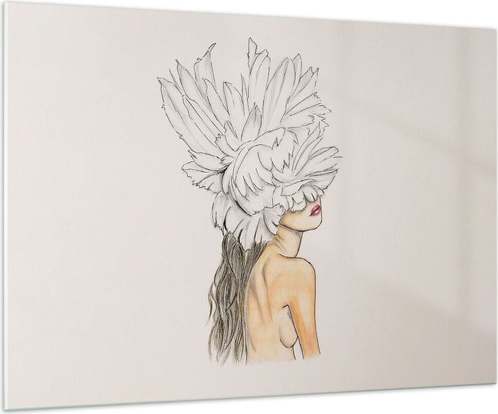 Bilder auf glas - Einteilig - Mode Frau Zeichnung - 100x70cm - Glasbilder - Wandbilder - Bilder - zum Aufhängen bereit - Wanddekoration aus Glas -...