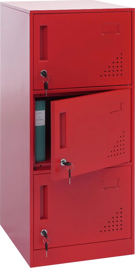 Locker Industriale Rosso HWC-P63 - Armadio 3 Ante Acciaio 90cm