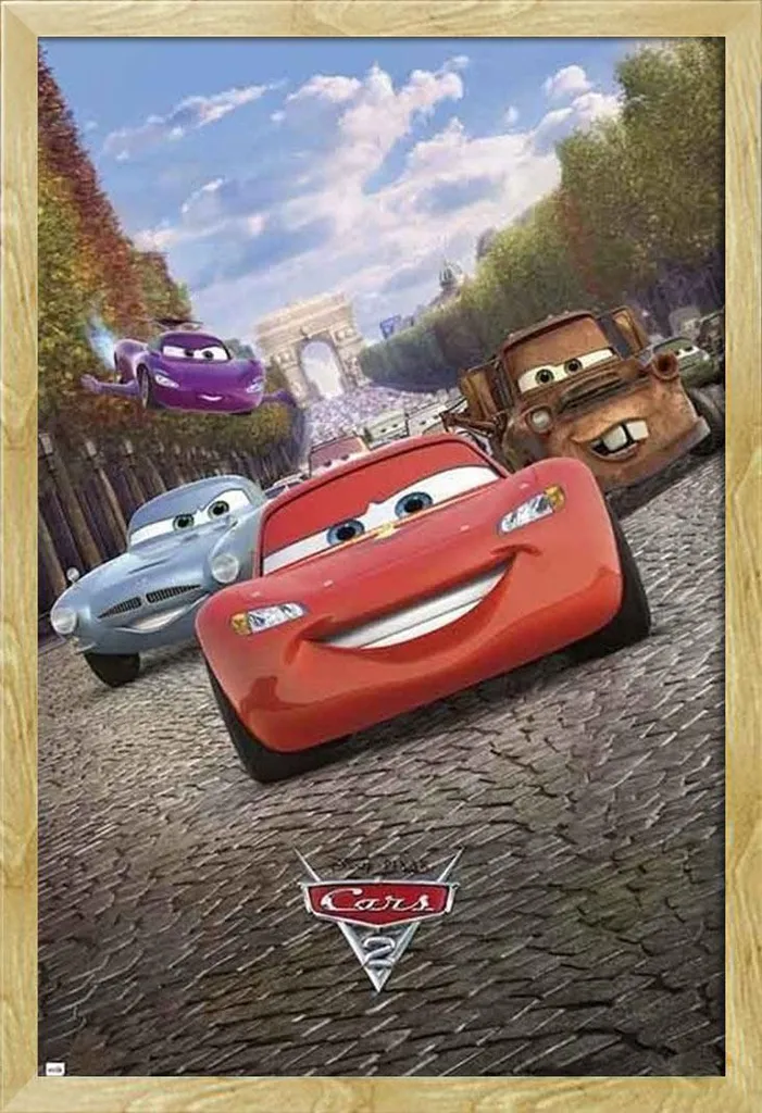 Poster Cars Parigi con Cornice Shinsuke Maxi Faggio 61x91.5cm Vetro Acrilico