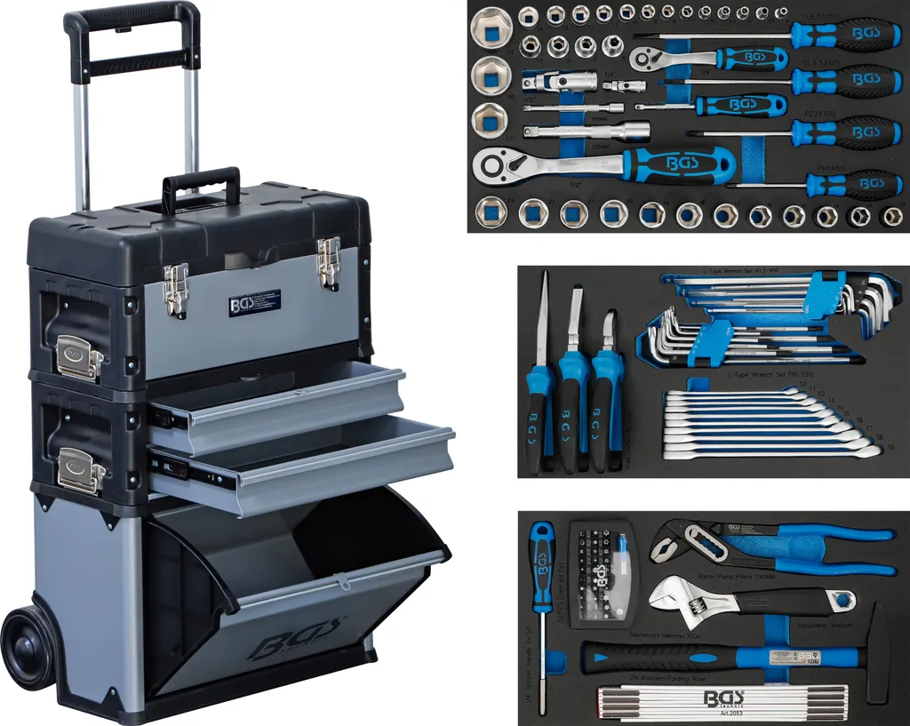 Chariot de montage mobile avec 111 outils en acier chrome-vanadium