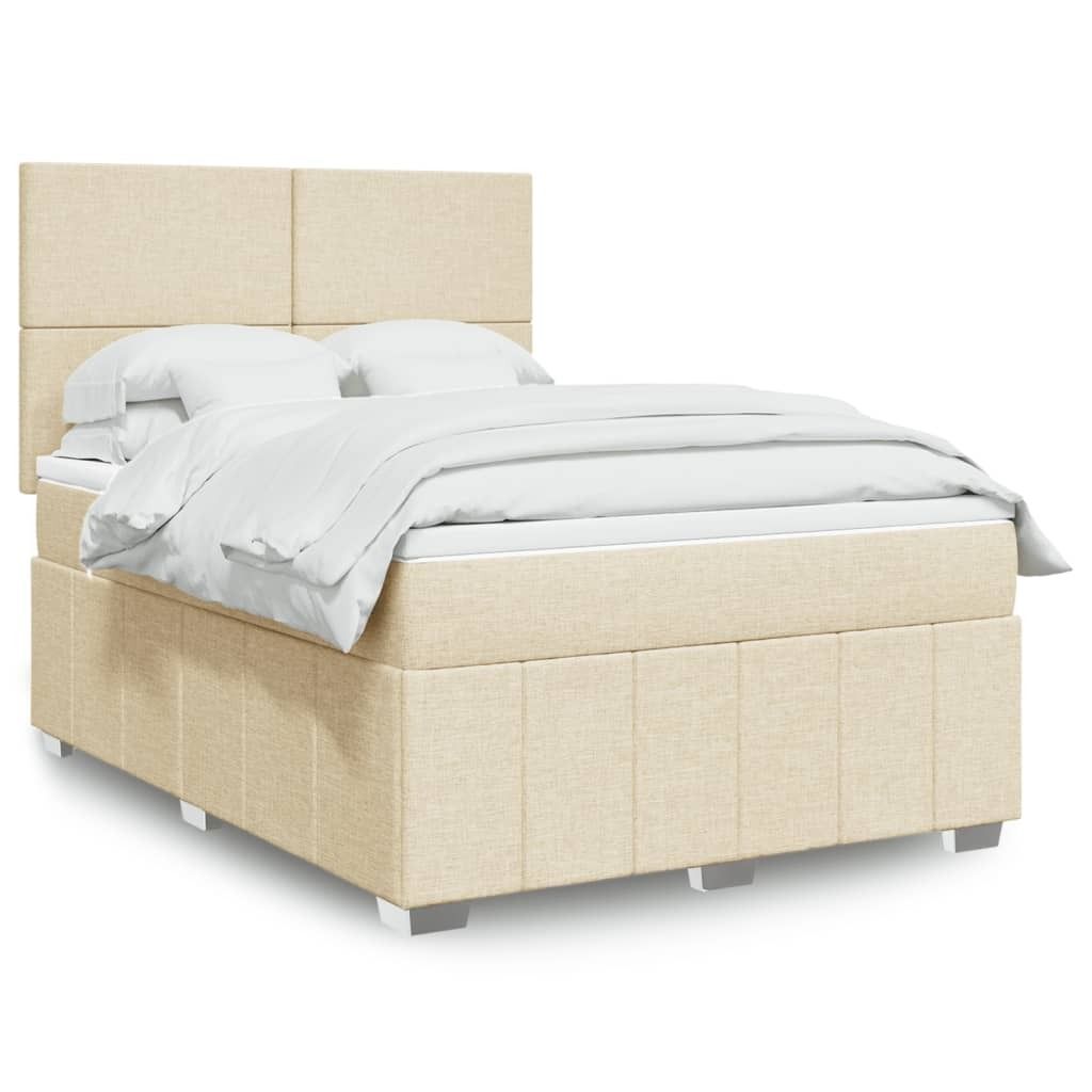 Hochwertig Boxspringbett mit Matratze Creme 140x190 cm Stoff 3293961