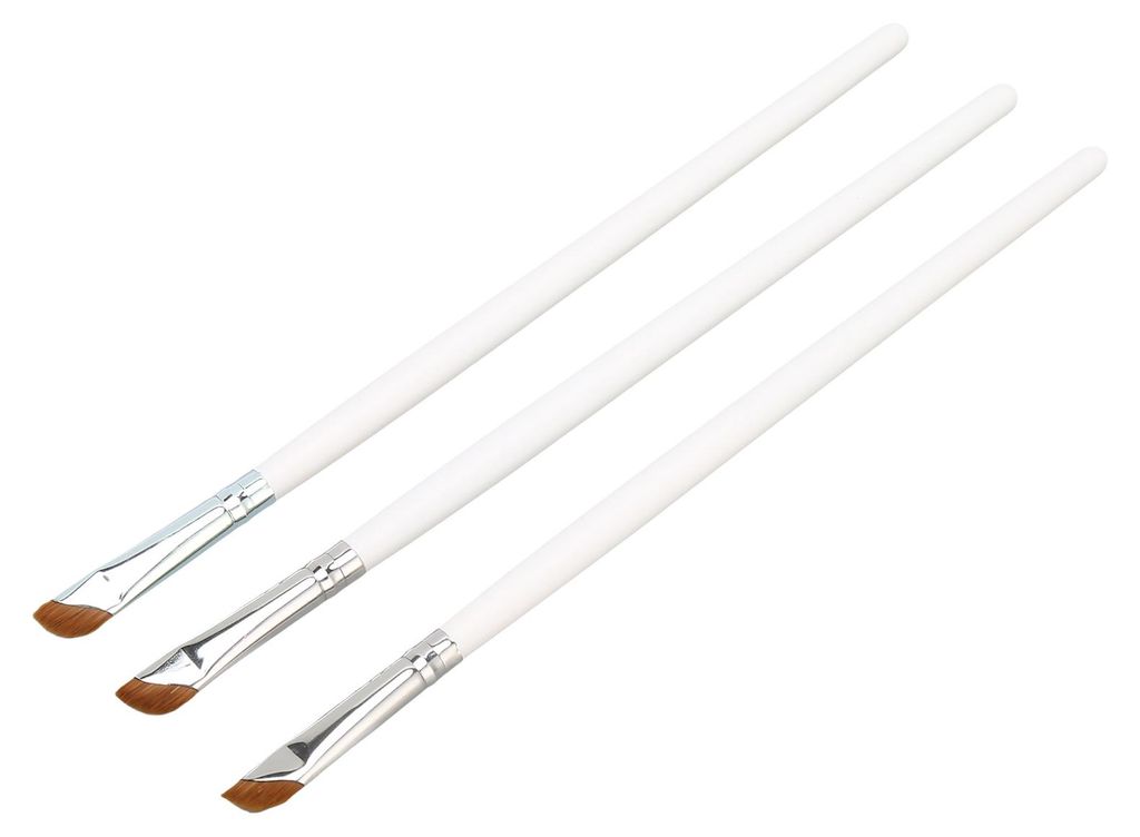 3 Stück abgewinkelter Eyeliner-Pinsel, ultradünn, schräg, bequemer Griff, Make-up, Weiß