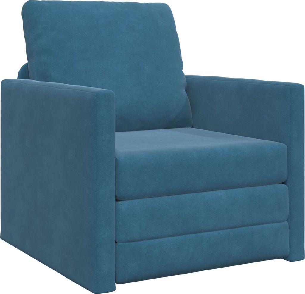 Möbel Fußboden Sofa Bett 2-in-1 Blau 74x77x81 cm Velours - Klassische Sofas 4106617