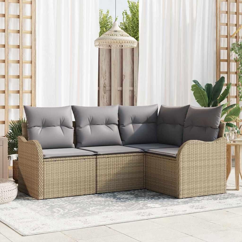 Maison Exclusive - Gartensofa-set 4 pcs Beige Poly-Rattan