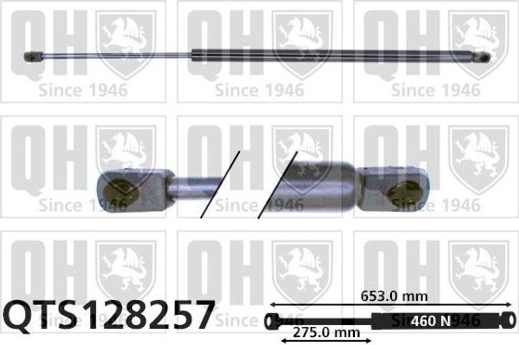 QUINTON HAZELL QTS128257 Gasfeder Heckklappendämpfer für CITROËN BX Break (XB-) 653mm